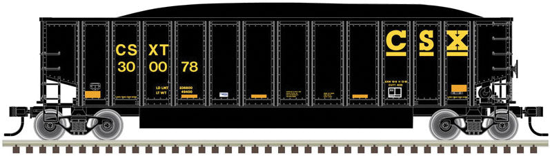 Aluminum Coal Gondola - Ready to Run -- CSX 300078 (black, yellow)
