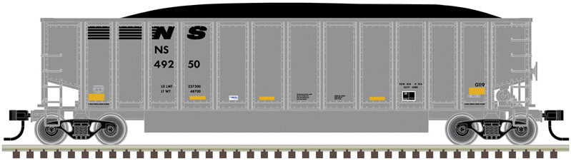 Aluminum Coal Gondola - Ready to Run -- Norfolk Southern 49732 (gray, black, yellow conspicuity markings)