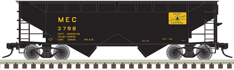 2-Bay Offset-Side Hopper with Flat Ends - Ready to Run -- Maine Central #3723 (black, gold)