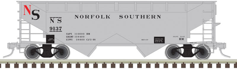 2-Bay Offset-Side Hopper with Flat Ends - Ready to Run -- Original Norfolk Southern 9137 (gray, black, red)