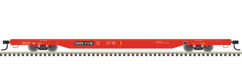 68' Flatcar - Ready to Run -- United States Department of Defense #41124 (red, black)