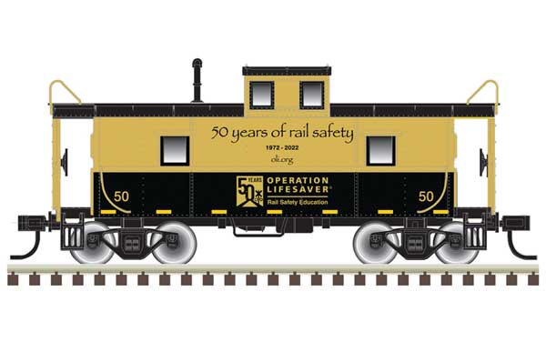C&O-Style Steel Center-Cupola Caboose - Ready to Run -- Operation Lifesaver #50 (50th Anniversary Commemorative, black, gold)