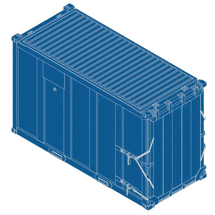 20' High-Cube MSW Trash Container 4-Pack - Ready to Run -- Interstate Waste Service IWS #900282, 901357, 901416, 902109 (dark blue)