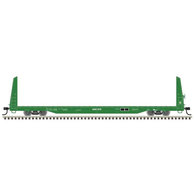 62' Bulkhead Flatcar - Ready to Run -- Ashley Drew & Northern ADN #552 (green)