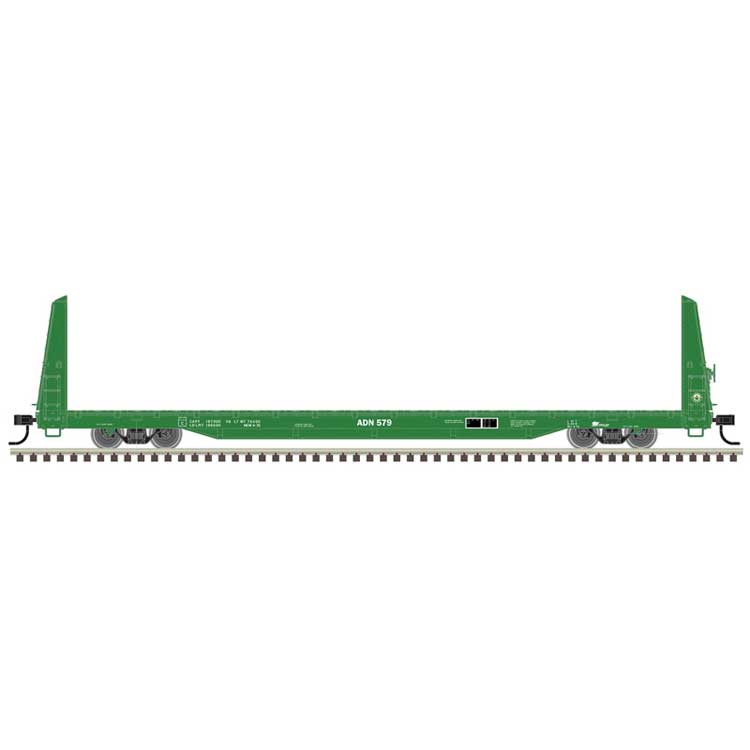 62' Bulkhead Flatcar - Ready to Run -- Ashley Drew & Northern ADN #585 (green)
