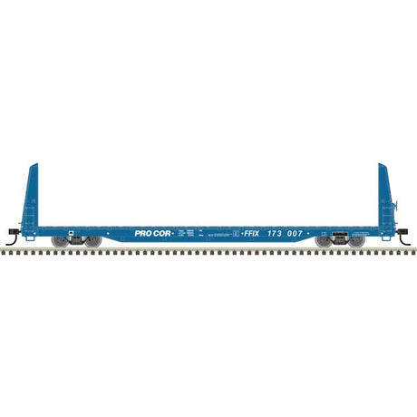 62' Bulkhead Flatcar - Ready to Run -- Procor FFIX #173007 (dark blue)