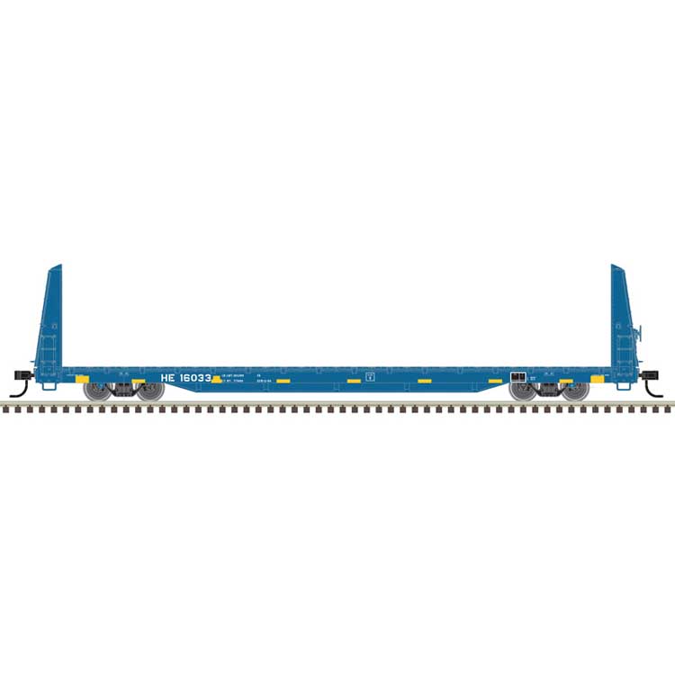 62' Bulkhead Flatcar - Ready to Run -- Hollis & Eastern HE #16078 (blue)