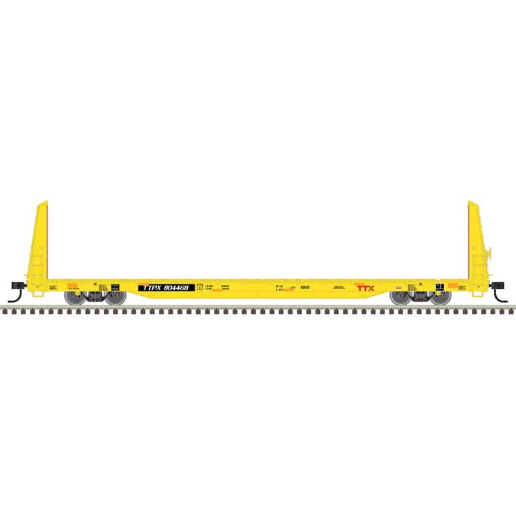 62' Bulkhead Flatcar - Ready to Run -- TTX TTPX #804442 (yellow, black, Forward Thinking Logo)