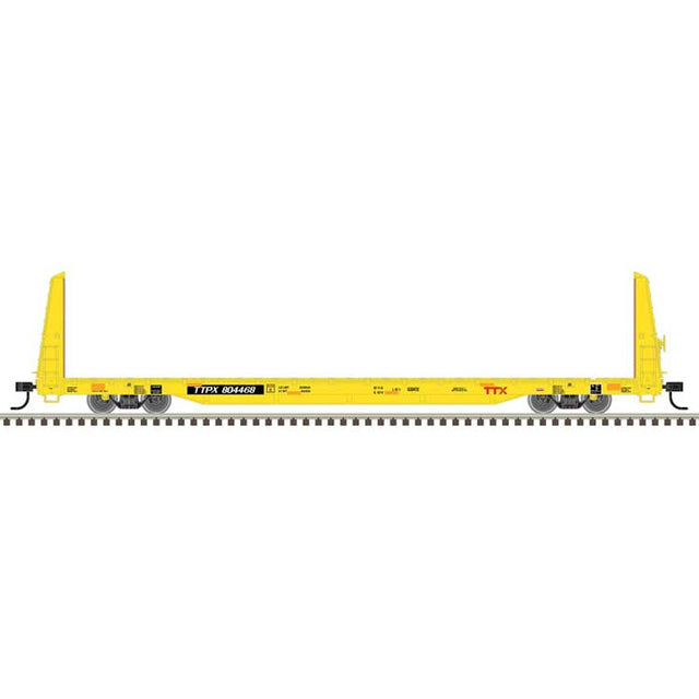 62' Bulkhead Flatcar - Ready to Run -- TTX TTPX #804442 (yellow, black, Forward Thinking Logo)