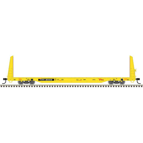 62' Bulkhead Flatcar - Ready to Run -- TTX TTPX #804511 (yellow, black, Forward Thinking Logo)