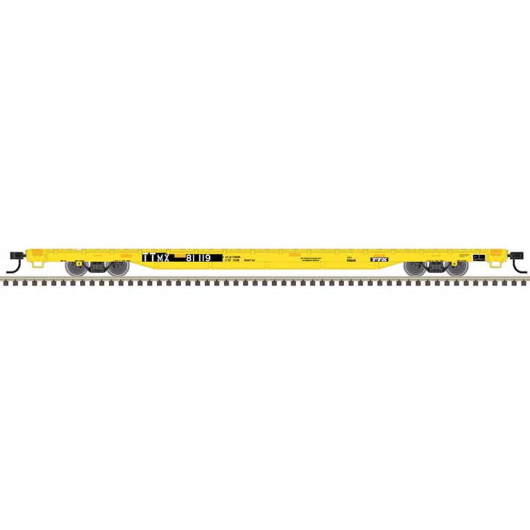 68' Flatcar - Ready to Run -- TTX TTMX #81119 (yellow, black)