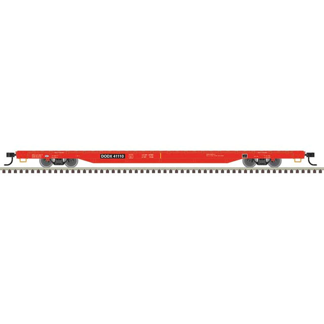 68' Flatcar - Ready to Run -- Department of Defense DODX #41110 (red, black)