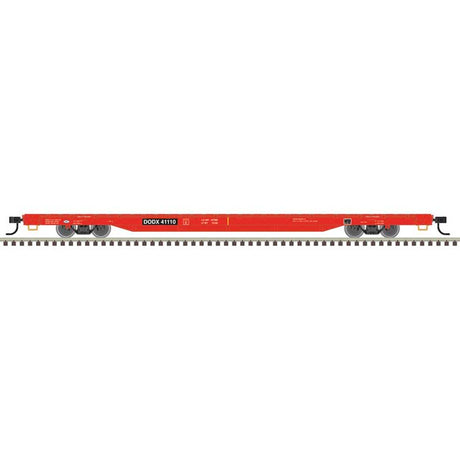 68' Flatcar - Ready to Run -- Department of Defense DODX #41143 (red, black)