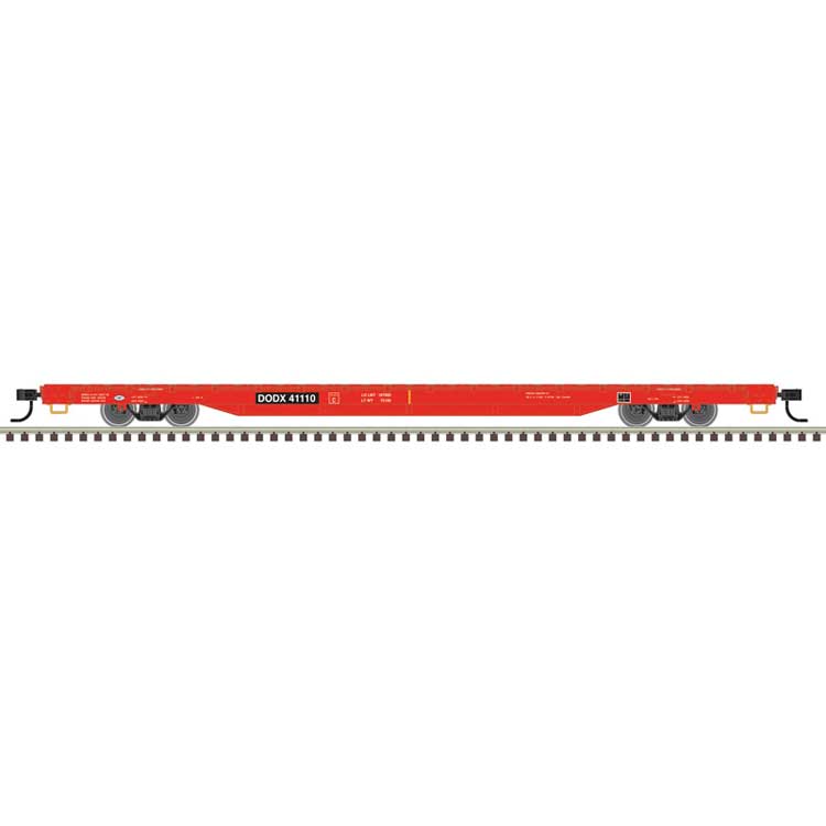 68' Flatcar - Ready to Run -- Department of Defense DODX #41154 (red, black)