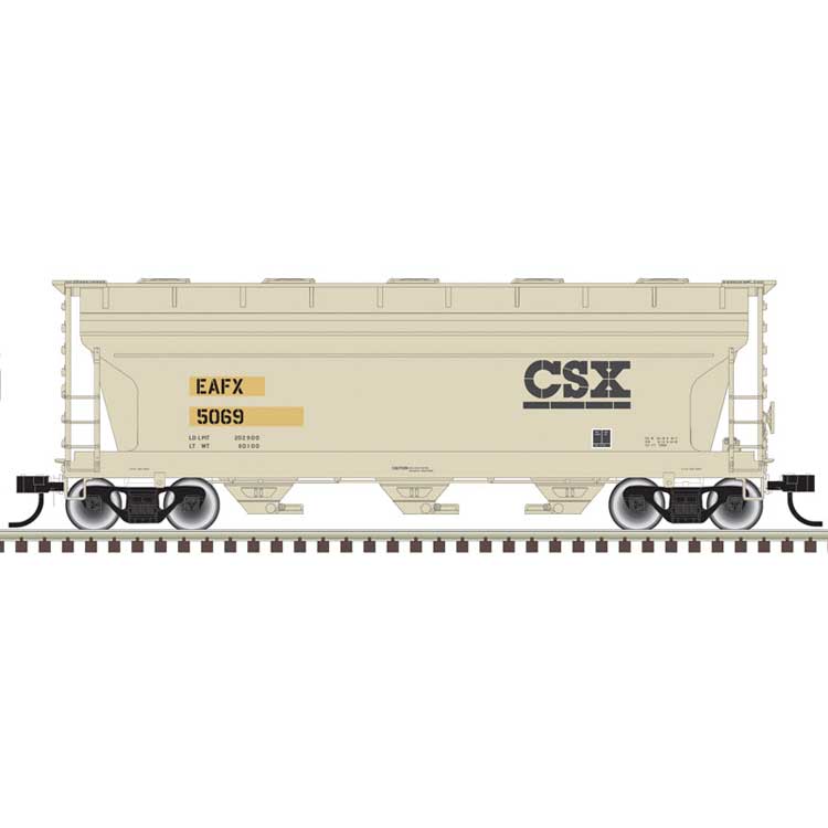 ACF 3560 Center-Flow Covered Hopper - Ready to Run -- Rail Logistics EAFX #5074 (Ex-CSX Patch, tan, black)
