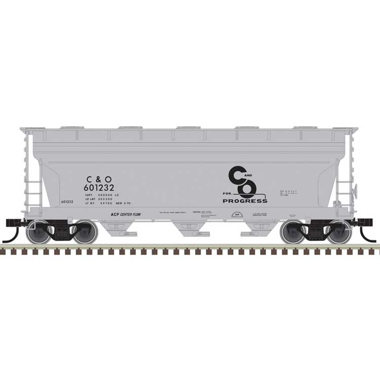 ACF 3560 Center-Flow Covered Hopper - Ready to Run -- Chesapeake & Ohio #601232 (gray, black, Progress Logo)