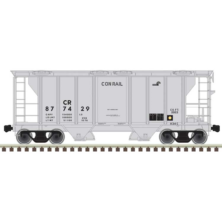 PS-2 2-Bay Covered Hopper - Ready to Run -- Conrail #877519 (gray, black, Small Logo)