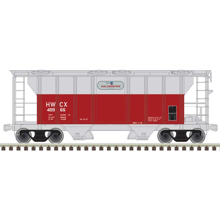 PS-2 2-Bay Covered Hopper - Ready to Run -- Haliburton HWCX #40966 (gray, red)