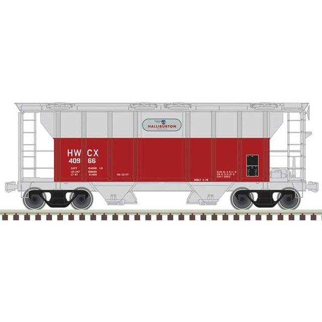 PS-2 2-Bay Covered Hopper - Ready to Run -- Haliburton HWCX #40966 (gray, red)