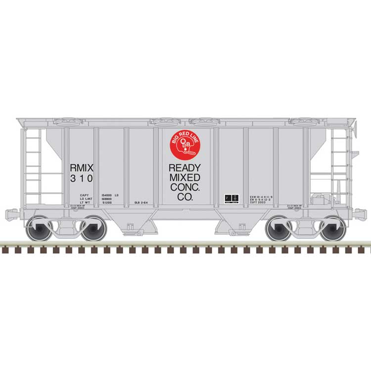 PS-2 2-Bay Covered Hopper - Ready to Run -- Ready-Mixed Concrete RMIX #321 (gray, red, black)