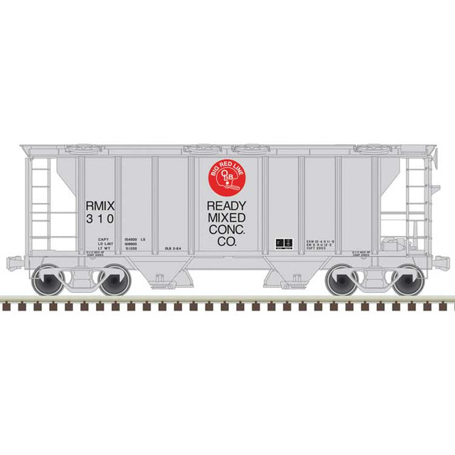 PS-2 2-Bay Covered Hopper - Ready to Run -- Ready-Mixed Concrete RMIX #321 (gray, red, black)