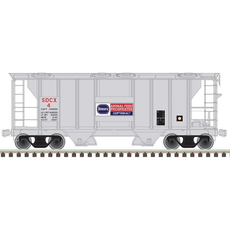 PS-2 2-Bay Covered Hopper - Ready to Run -- Borden Animal Feeds SDCX #25 (gray, red, black)