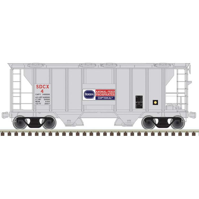PS-2 2-Bay Covered Hopper - Ready to Run -- Borden Animal Feeds SDCX #51 (gray, red, black)