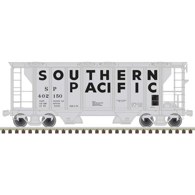 PS-2 2-Bay Covered Hopper - Ready to Run -- Southern Pacific #402223 (gray, black, Large Block Lettering)