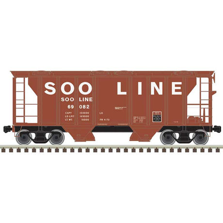 PS-2 2-Bay Covered Hopper - Ready to Run -- Soo Line #69082 (Boxcar Red, white)