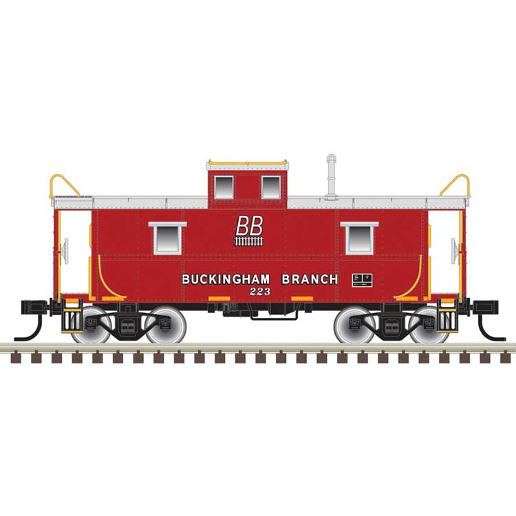 C&O-Style Steel Center-Cupola Caboose - Ready to Run -- Buckingham Branch #223 (red, silver, yellow)