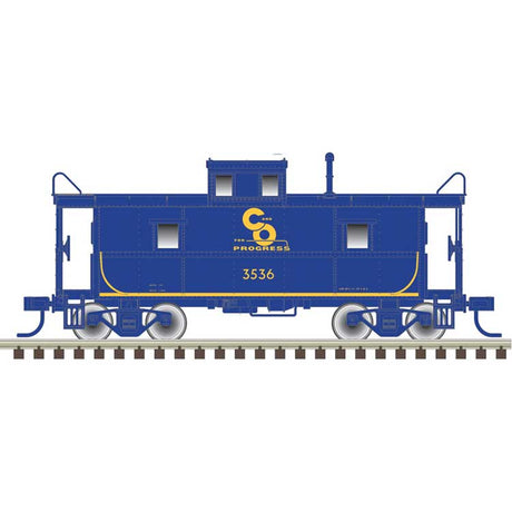 C&O-Style Steel Center-Cupola Caboose - Ready to Run -- Chesapeake & Ohio #3674 (blue, yellow, Progress Logo)