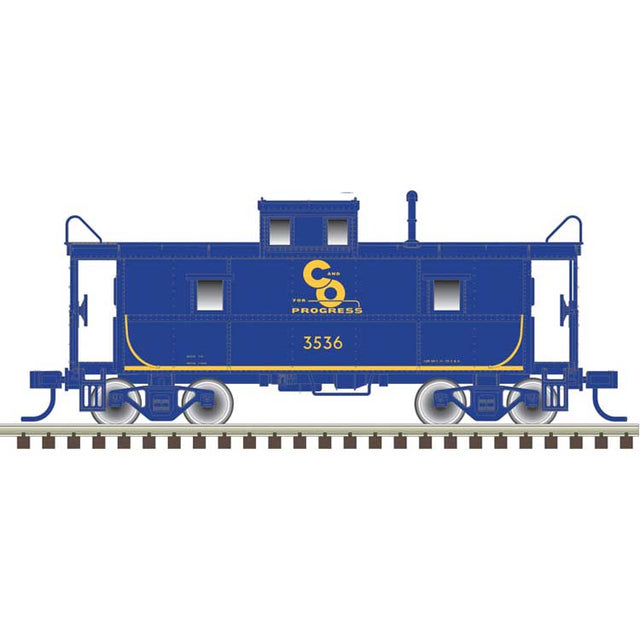 C&O-Style Steel Center-Cupola Caboose - Ready to Run -- Chesapeake & Ohio #3674 (blue, yellow, Progress Logo)