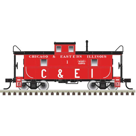 C&O-Style Steel Center-Cupola Caboose - Ready to Run -- Chicago & Eastern Illinois #1 (red, black, white)