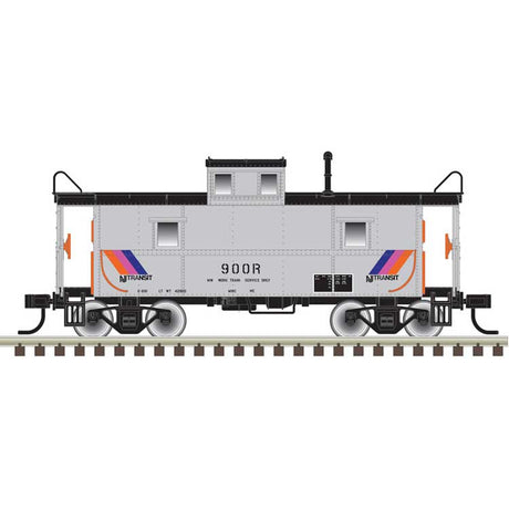 C&O-Style Steel Center-Cupola Caboose - Ready to Run -- New Jersey Transit #900 (silver, black, Small Disco Stripes)