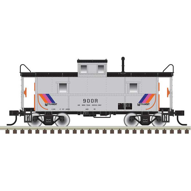 C&O-Style Steel Center-Cupola Caboose - Ready to Run -- New Jersey Transit #903 (silver, black, Small Disco Stripes)
