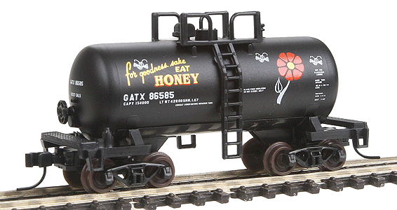 Atlas Trainman(R) 28' "Beer Can" Shorty Tank Car -- GATX "Eat Honey" #86585