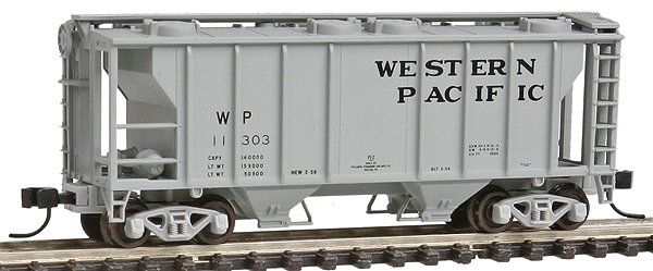 Trainman(R) PS-2 2-Bay Covered Hopper - Ready to Run -- Western Pacific #11303 (gray)