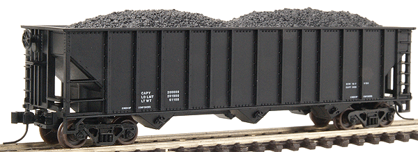Atlas N Trainman(R) 90-Ton 3-Bay Open Hopper - Assembled -- Dimensional Data (black, white lettering)