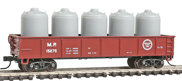 Trainman(R) 42' Steel Gondola w/Cement Canister Load - Ready to Run -- Missouri Pacific #15275 (brown, Buzz Saw Logo)