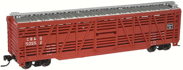 Atlas N Trainman(R) 50' Stock Car -- Chicago, Burlington & Quincy #50561 (red, silver, white)