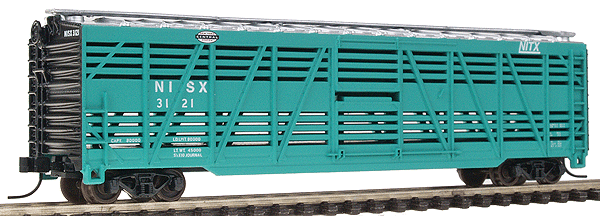 Atlas N Trainman(R) 50' Stock Car -- New York Central #3121 (green, white, red, black)