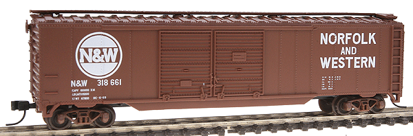 Atlas N Trainman(R) 50' Double Door Boxcar -- Norfolk & Western #318661 (brown, white)