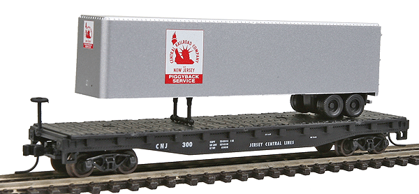 Atlas Trainman(R) 50' Flatcar w/40' Trailer -- Central of New Jersey #300