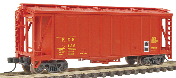 N Trainman(TM) GATX Airslide Covered Hopper, Assembled -- Kansas City Southern #5120 (red, yellow)