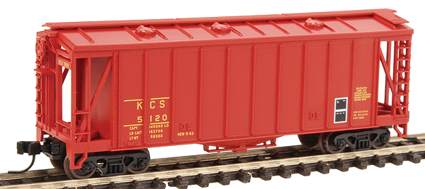 N Trainman(R) GATX Airslide Covered Hopper, Assembled -- Kansas City Southern #5120 (red, yellow)