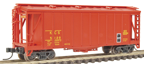 N Trainman(TM) GATX Airslide Covered Hopper, Assembled -- Kansas City Southern #5129 (red, yellow)