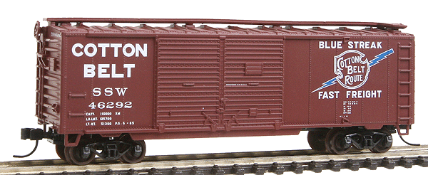 Trainman(TM) 40' Double Door Boxcar, Assembled -- Cotton Belt #46292