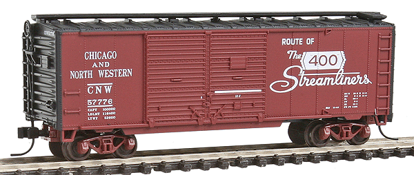 Trainman(R) 40' Double-Door Boxcar - Ready to Run -- Chicago & North Western #57776 (brown, 1 Side 400 Logo, 1 Side Overland Logo