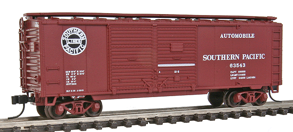 Trainman(R) 40' Double-Door Boxcar - Ready to Run -- Southern Pacific #63543 (Boxcar Red, Black Lines Logo, Auto Service Letterin