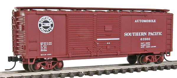 Trainman(R) 40' Double-Door Boxcar - Ready to Run -- Southern Pacific #63560 (Boxcar Red, Black Lines Logo, Auto Service Letterin